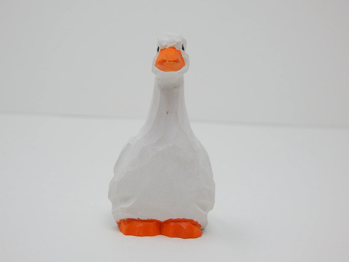 White Goose Handmade Wood Carved Figurine Collectible B798
