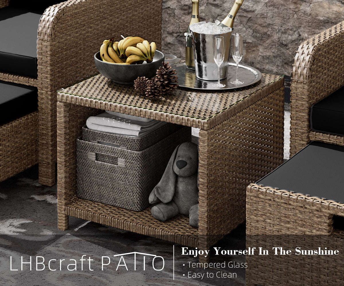 5 Piece PE Wicker Rattan Patio Conversation Set U771