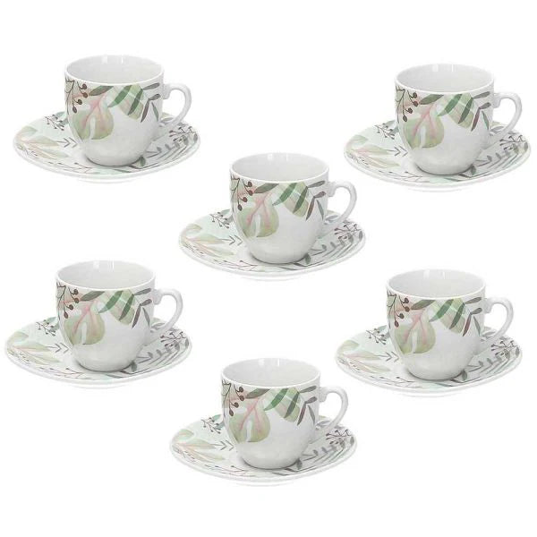 6 Coffee Cup & Saucer Porcelain Multicolor O252053