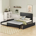 Black Metal Full Size Platform Bed with Twin Trundle and 2 Drawers H46636