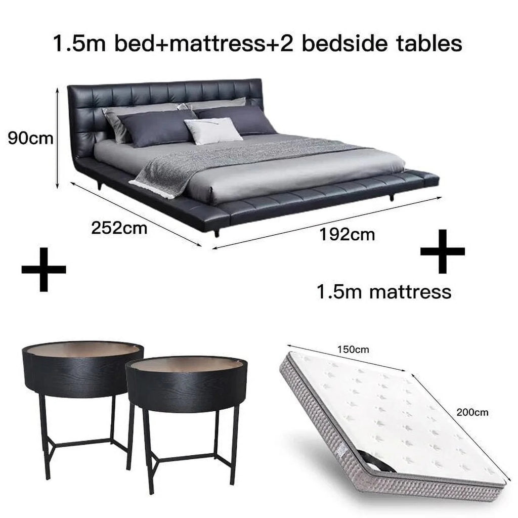 King Size Bed Frame Black Leather Wooden L785511