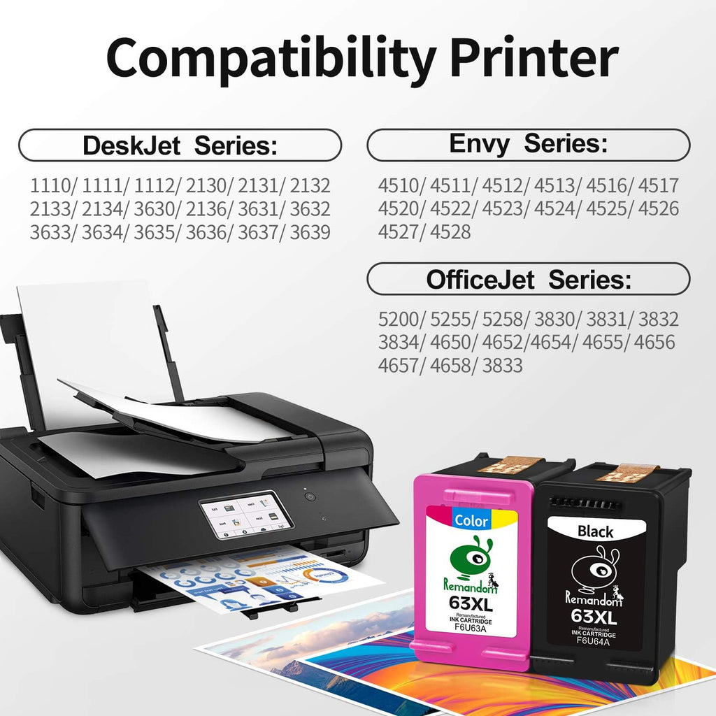 Remanufactured Ink Cartridge 63 Replacement Pack of 2 L896379