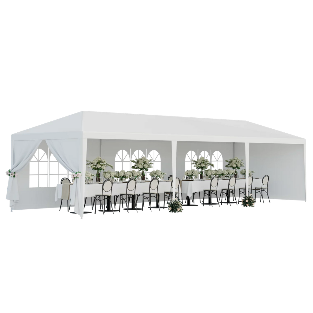 10'x30' White Outdoor Gazebo Canopy Tent with 8 Removable Walls I971