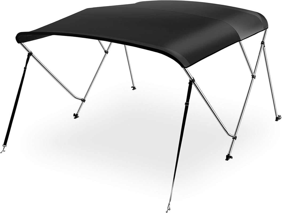 Waterproof 61-66W 3 Bow Boat Bimini Top Canvas Sun Shade with Storage Boot L8026