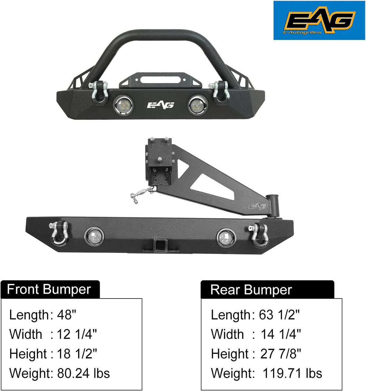 Front and Rear Bumper with Tire Carrier Combo V116645