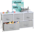 Steel Frame Wood Top 5 Removable Fabric Drawers Dresser T873