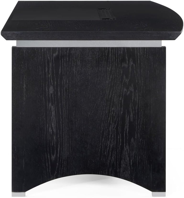 Black Oak Wood Desk with Leather Writing Pad F599098