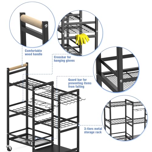 3-tier Metal Rolling Garden Tool Organizer F876