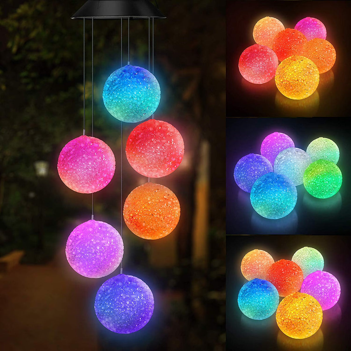 Crystal Ball Solar Wind Chime Spinner Outdoor Decorative Light E140632
