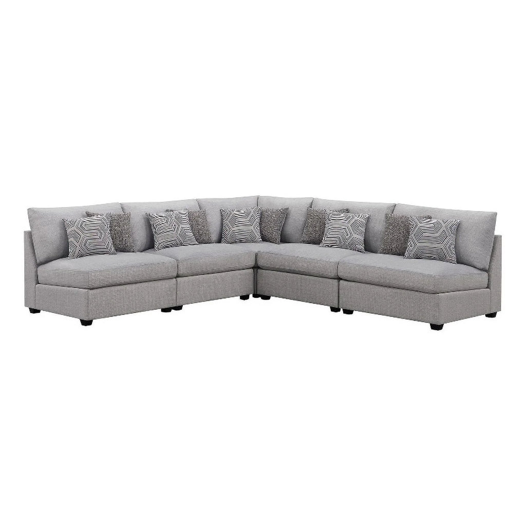 Gray Fabric Upholstered Modular Sectional E7444