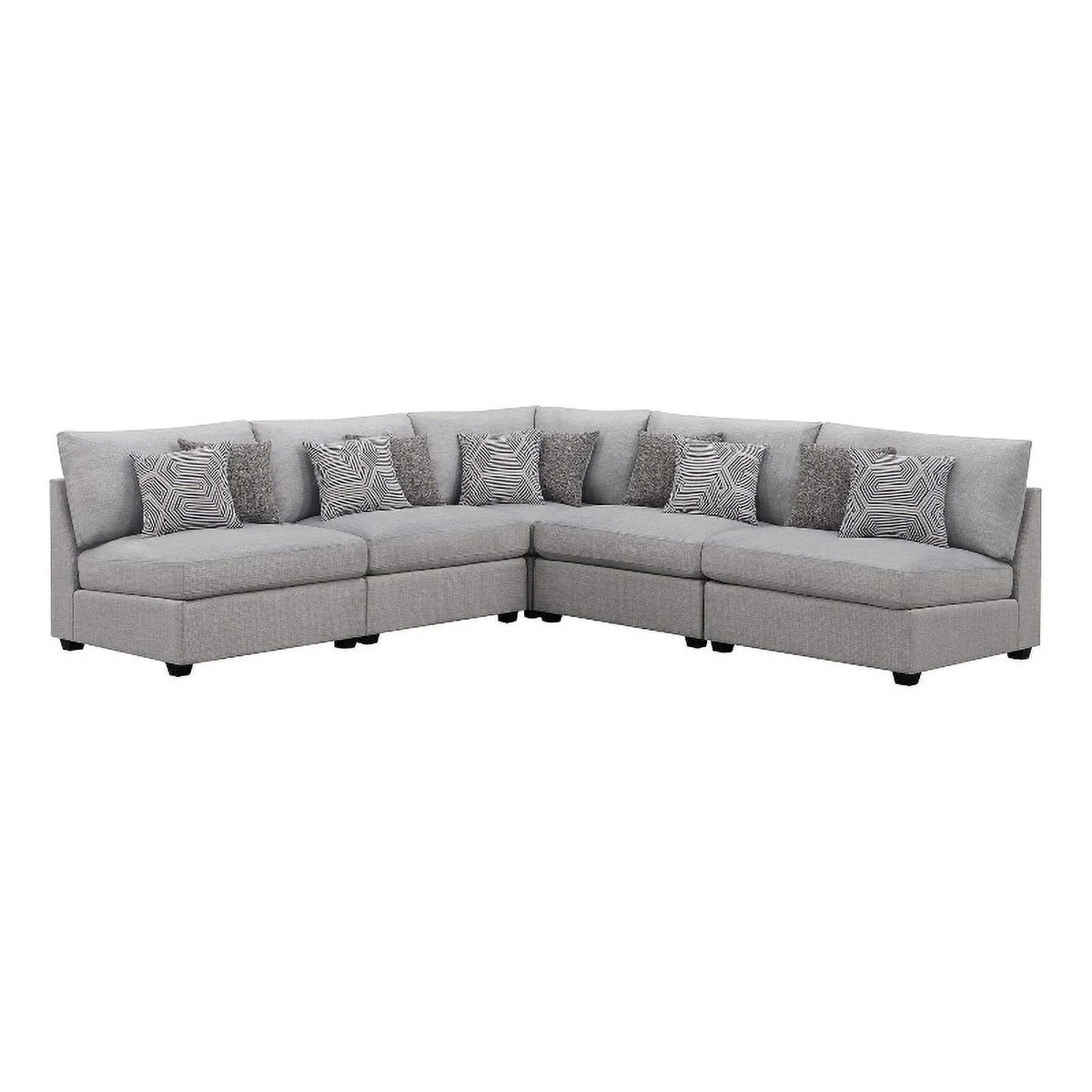 Gray Fabric Upholstered Modular Sectional E7444