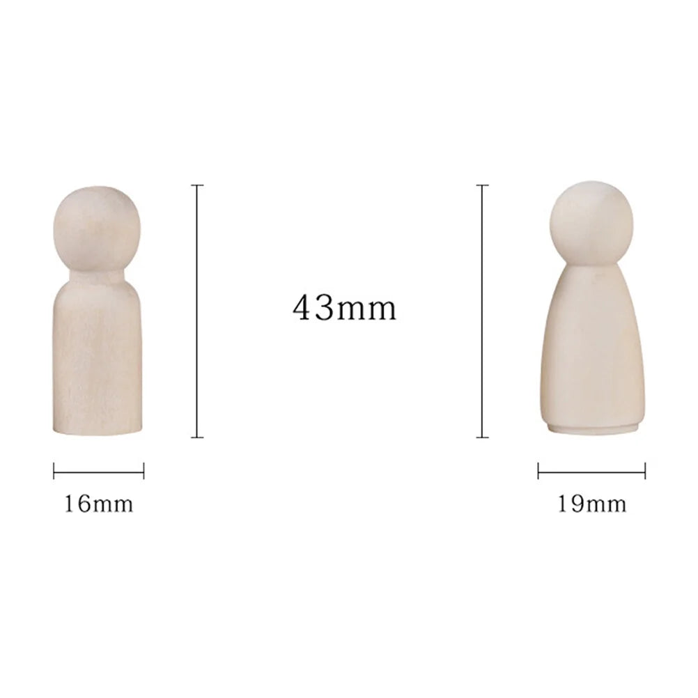 Unfinished Wooden Peg Dolls for DIY Painting S90547