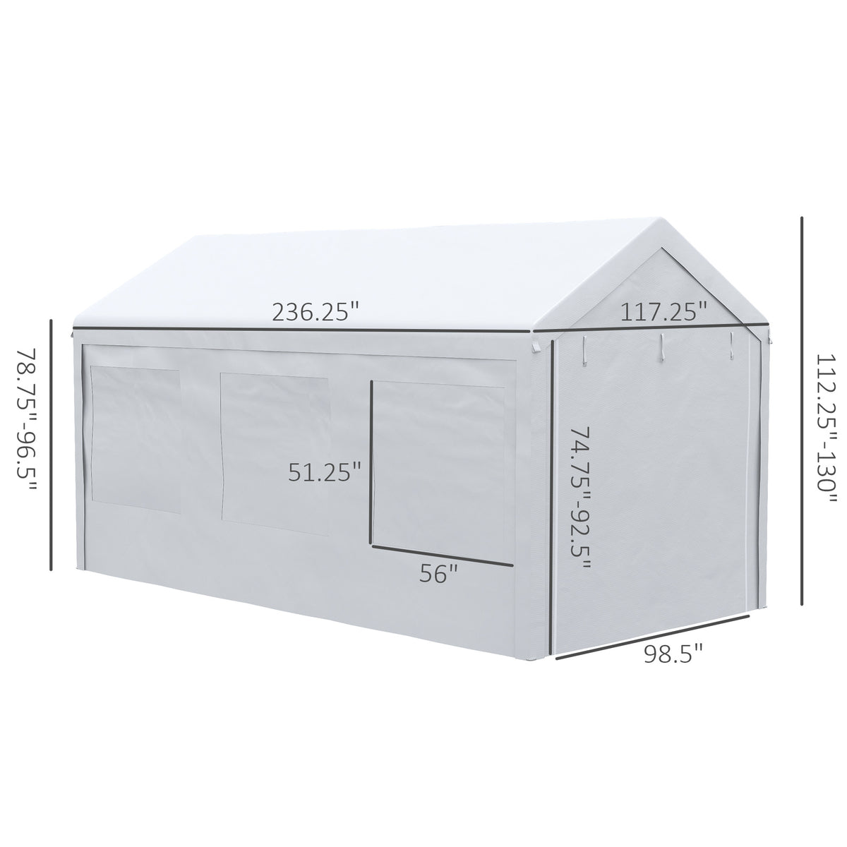 10' x 20' Height Adjustable Carport and Party Tent U813041