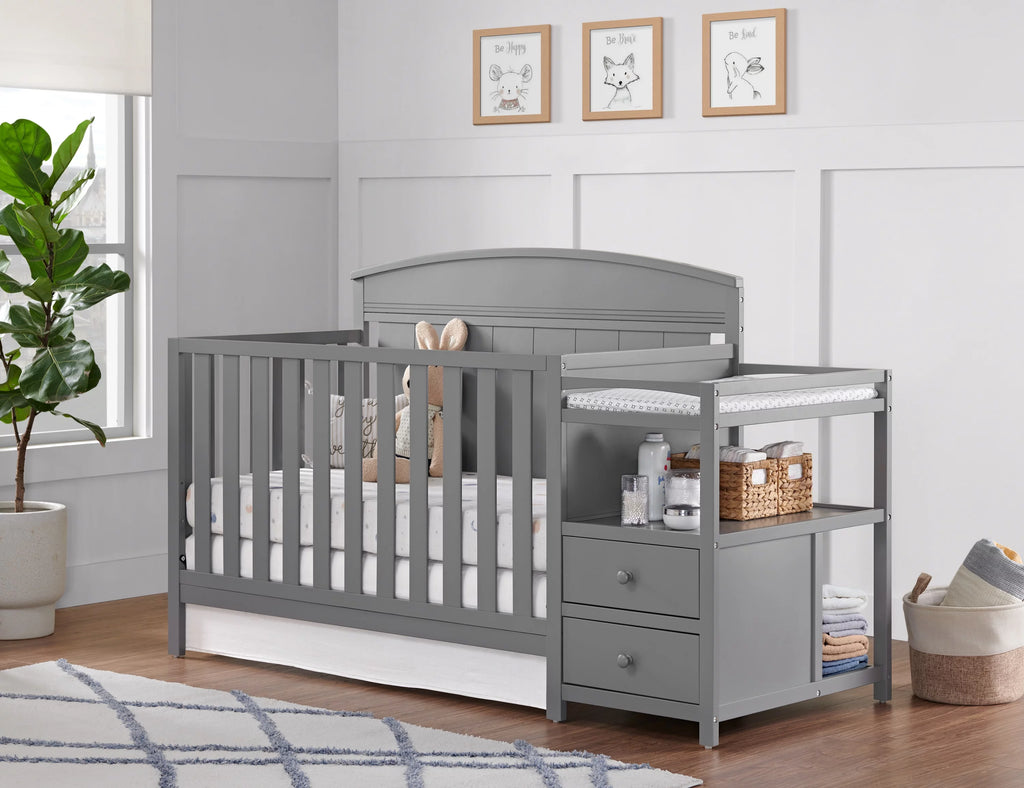 4-in-1 Convertible Crib & Changing Station Dove Gray Wooden U890833