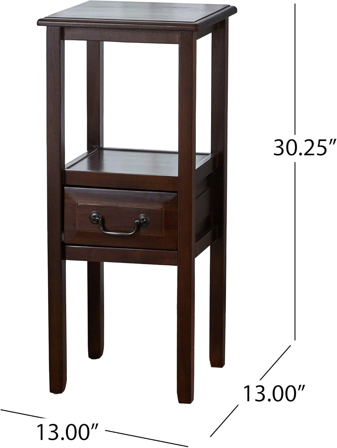 Brown Mahogany Acacia Wood Accent Table with Drawer C120506