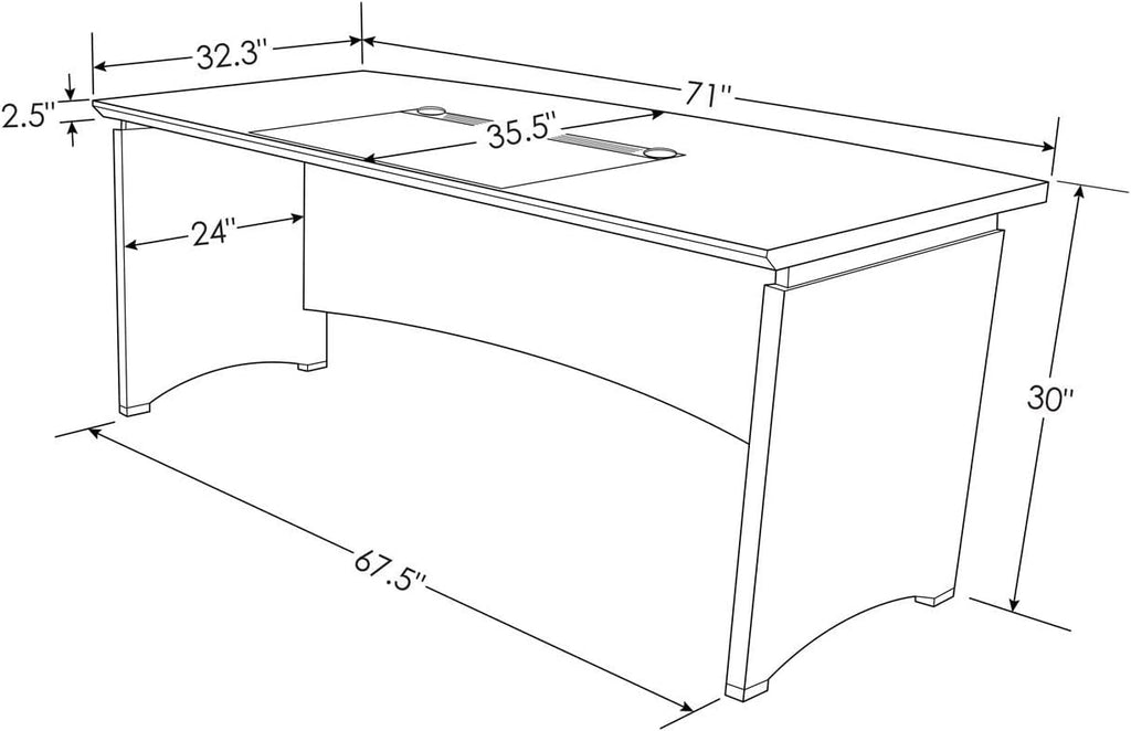 Black Oak Wood Desk with Leather Writing Pad F599098