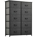 10 Drawer Fabric Storage Dresser with Wooden Top D739