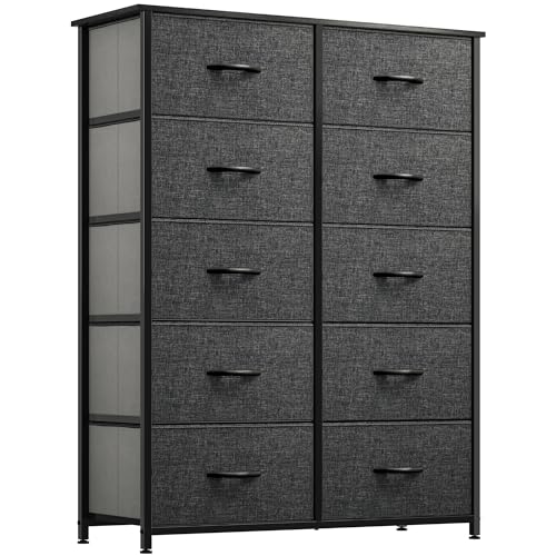 10 Drawer Fabric Storage Dresser with Wooden Top D739
