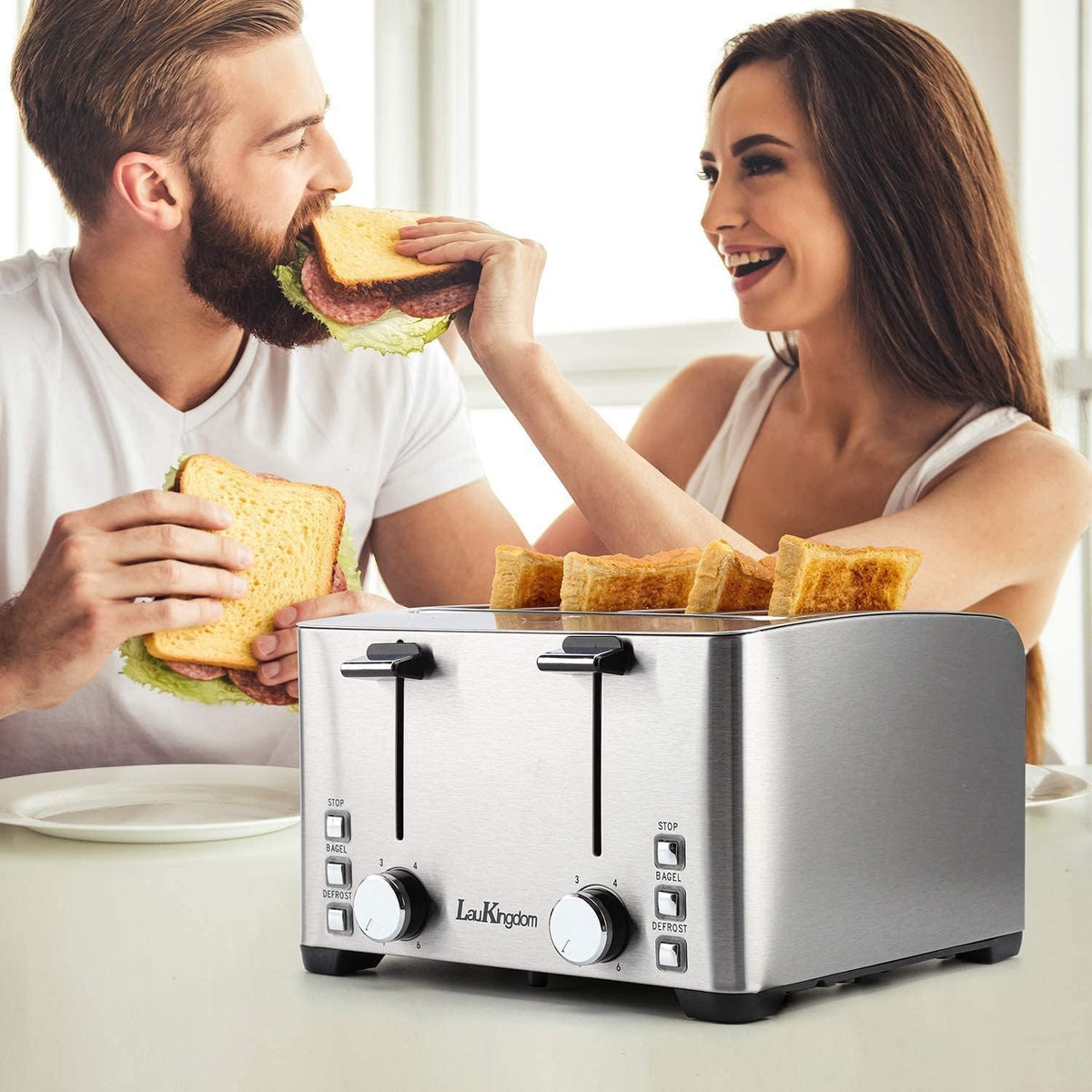 4 Slice Wide Slot Stainless Steel Toaster O183