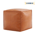 Faux Leather Square Pouf Ottoman R68494