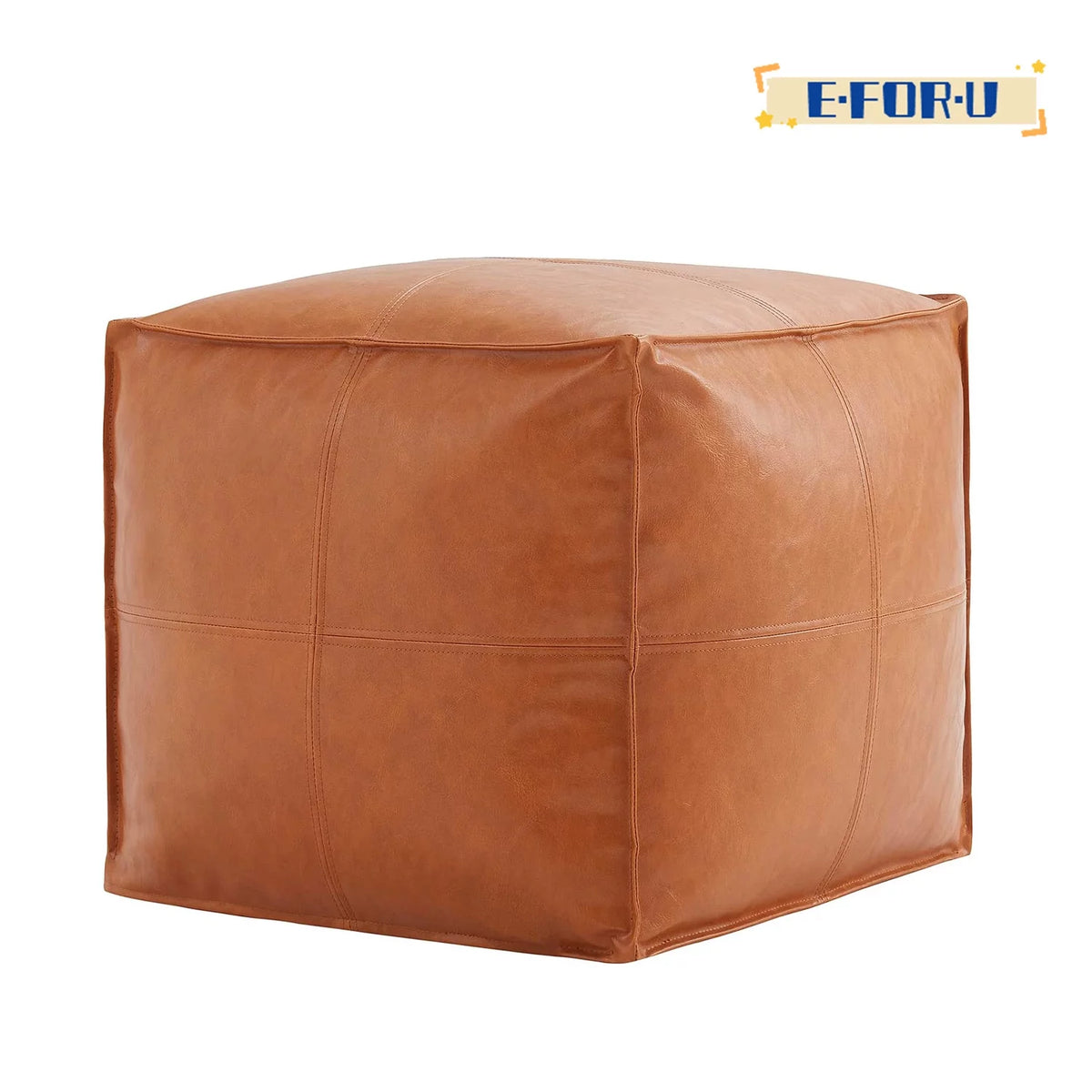 Faux Leather Square Pouf Ottoman R68494