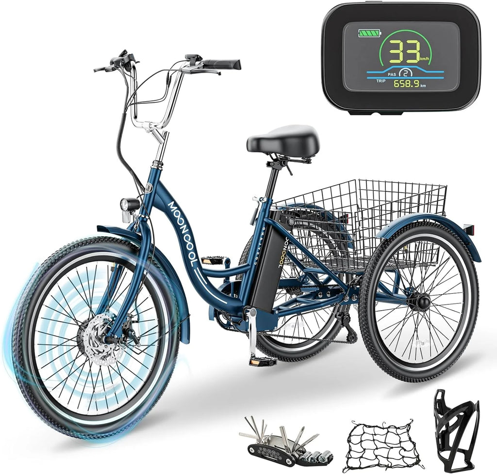 24 26 3 Wheel Electric Tricycle 350W 36V 7 Speeds with Large Basket M4324