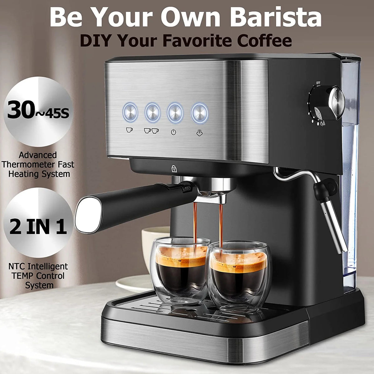 15 Bar Espresso Machine with Milk Frother P4907