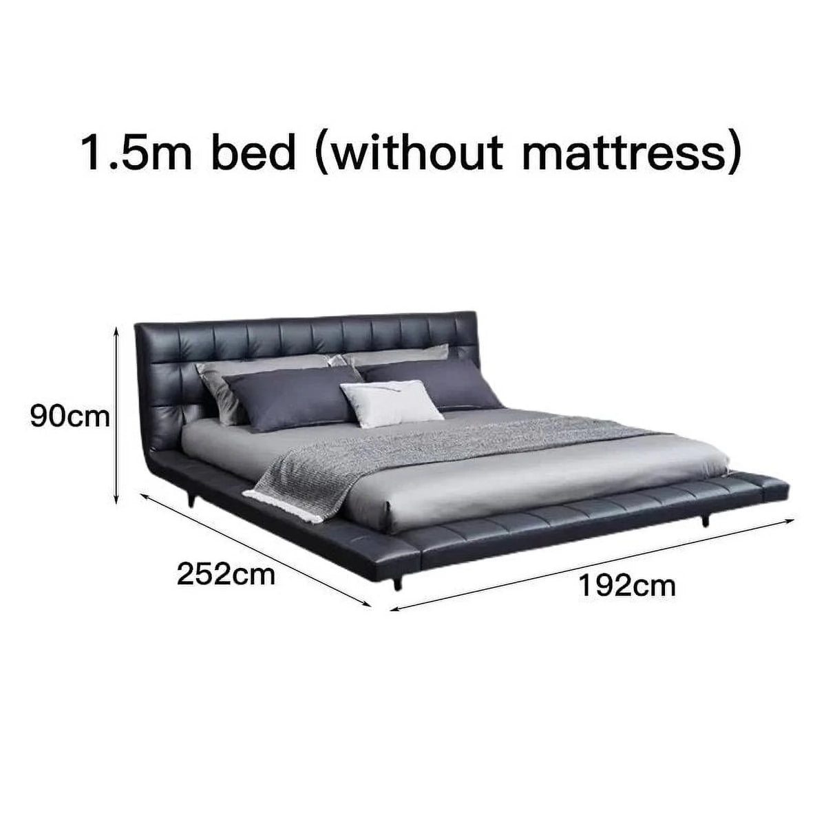 King Size Bed Frame Black Leather Wooden L785511