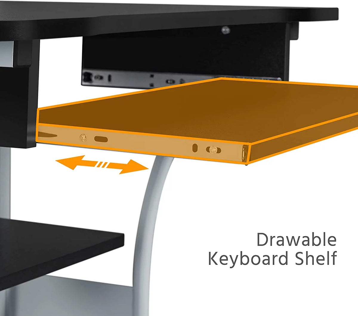 Black 2 Tier Mobile Computer Desk with Printer Shelf H260