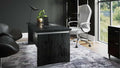 Black Oak Wood Desk with Leather Writing Pad F599098