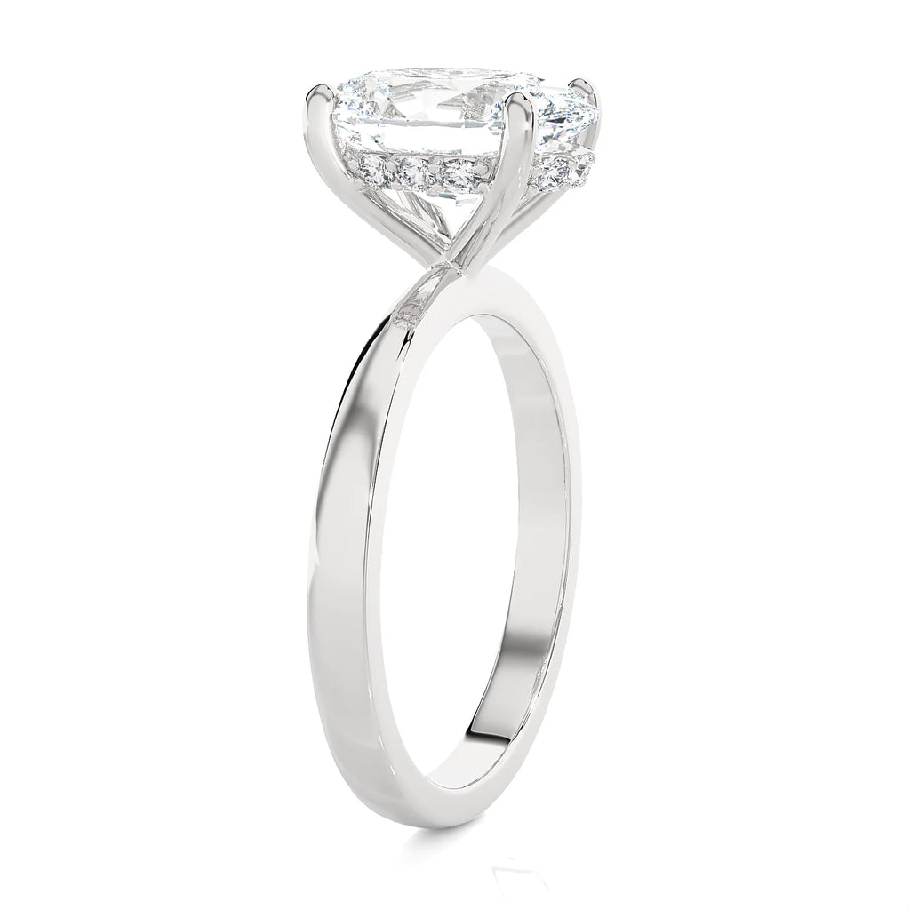 3.10Ct Oval Diamond Side Halo Engagement Ring in 14k Gold Q227