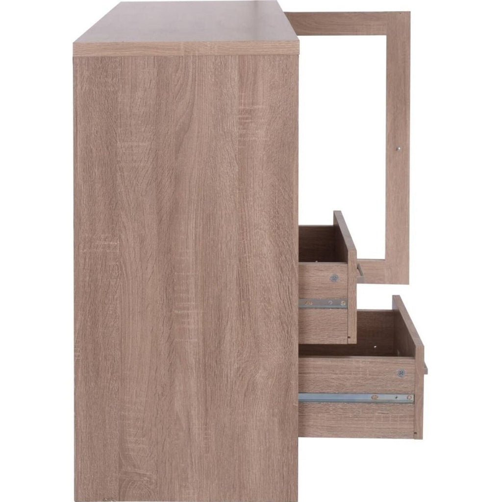 Contemporary Wooden Server with Side Door Storage Cabinets and Two Drawers Brown Q8136
