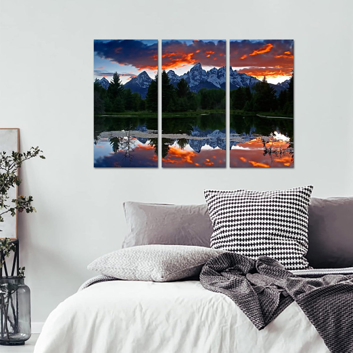 3 Pieces Stretched and Framed Canvas Wall Art Paintings 12x24inchx3pcs I542