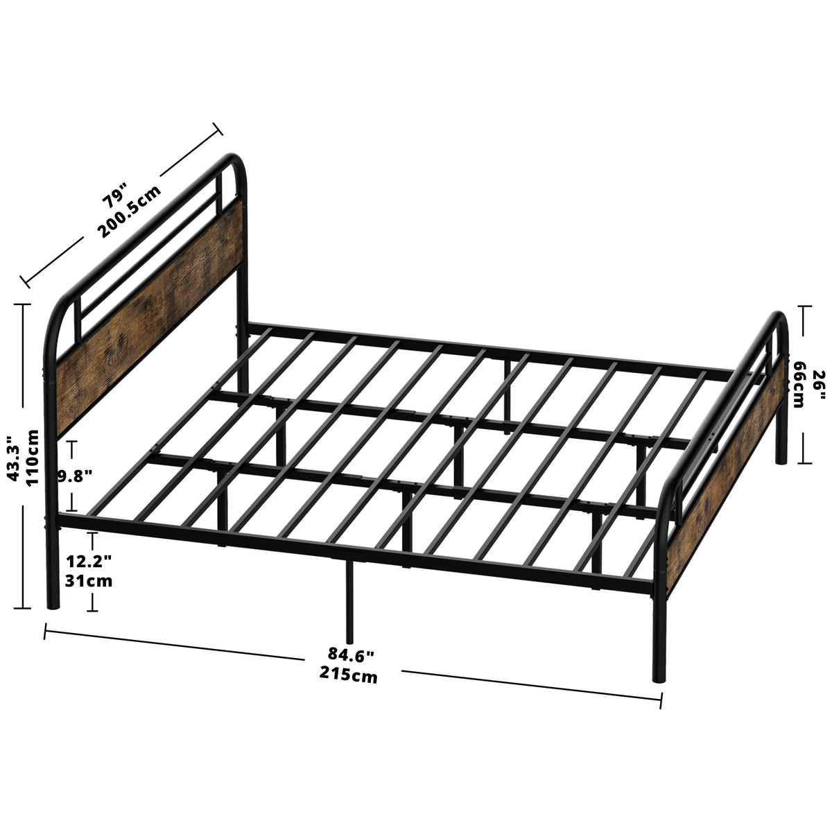 King Platform Bed Frame with Headboard Q75171