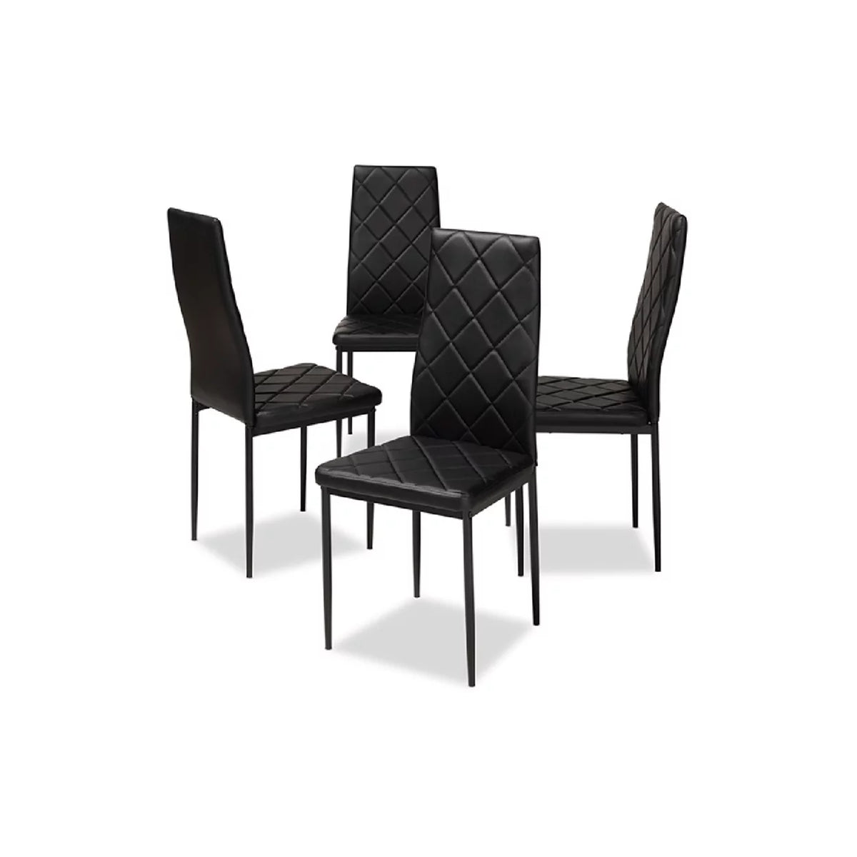 Black Faux Leather Upholstered Dining Chair Set of 4 R722355
