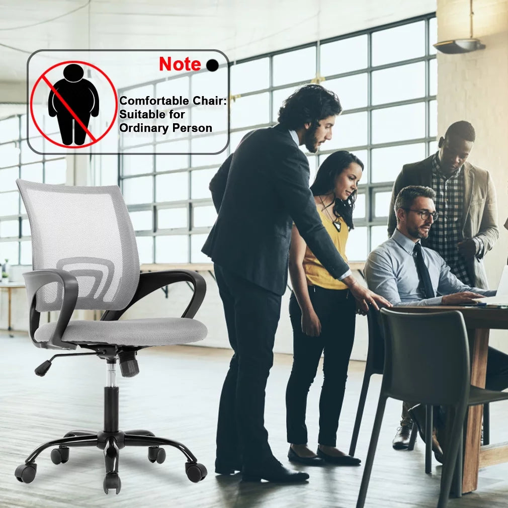 Grey Ergonomic Swivel Office Chair with Lumbar Support R1350