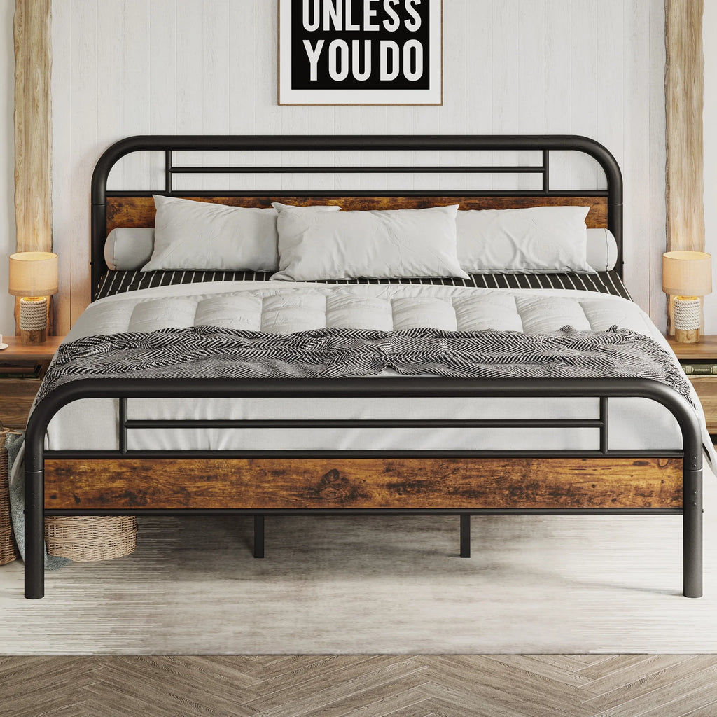 King Platform Bed Frame with Headboard Q75171