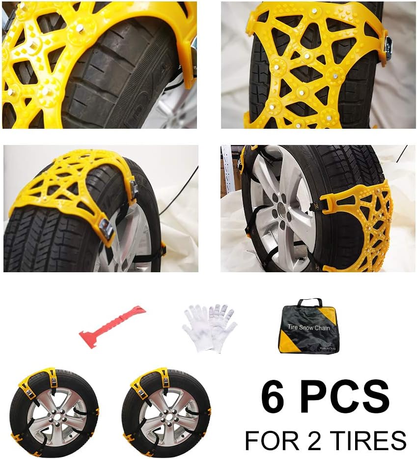 Adjustable Anti-Skid Snow Tire Chains Pack of 2 O468745