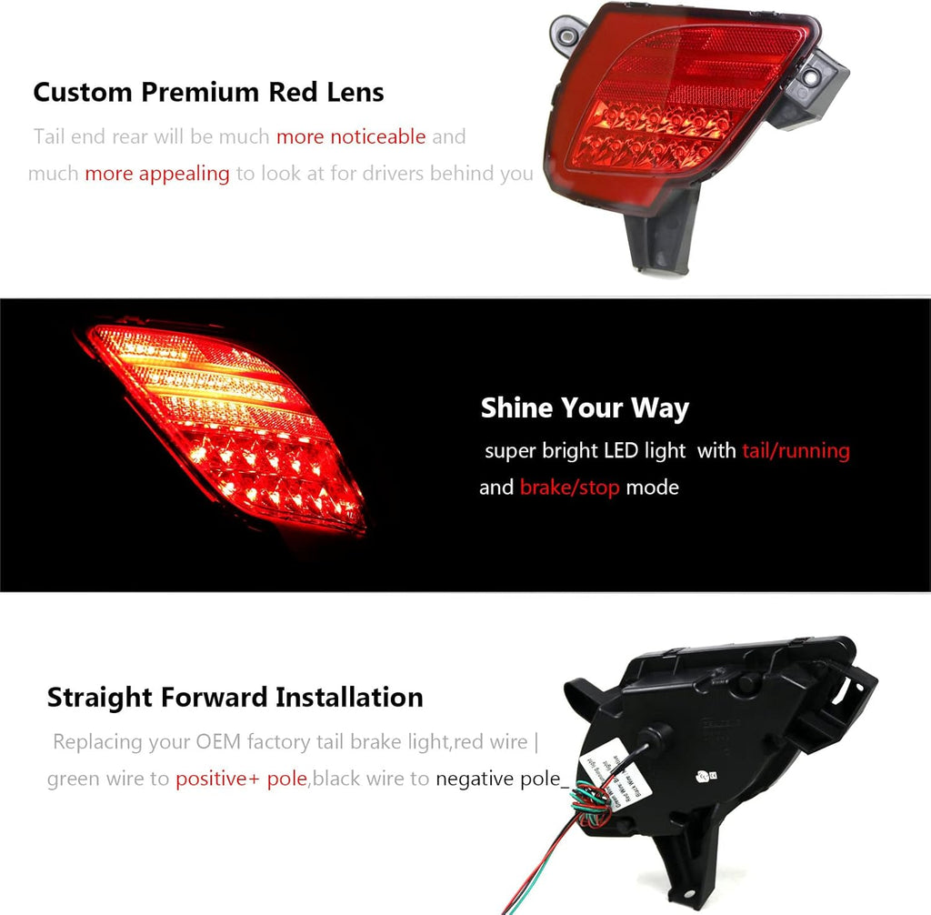 Red Rear Bumper LED Reflector Fog Brake Stop Lights W1669