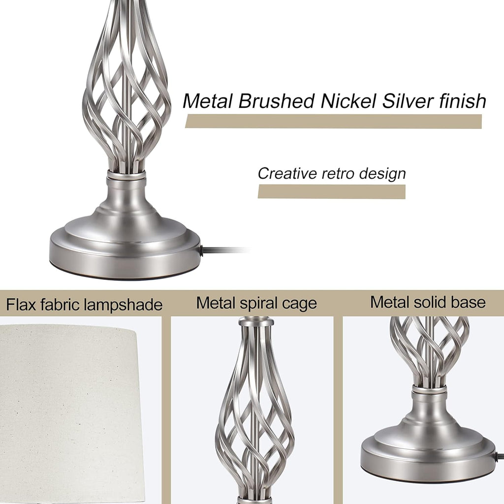 Brushed Nickel Silver Table Lamps Set of 2 F62325