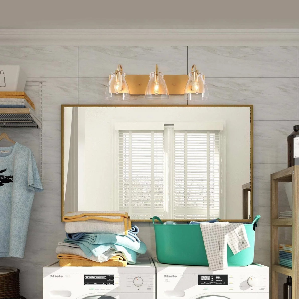 Clear Glass Gold 3-Light Wall Sconce K5356