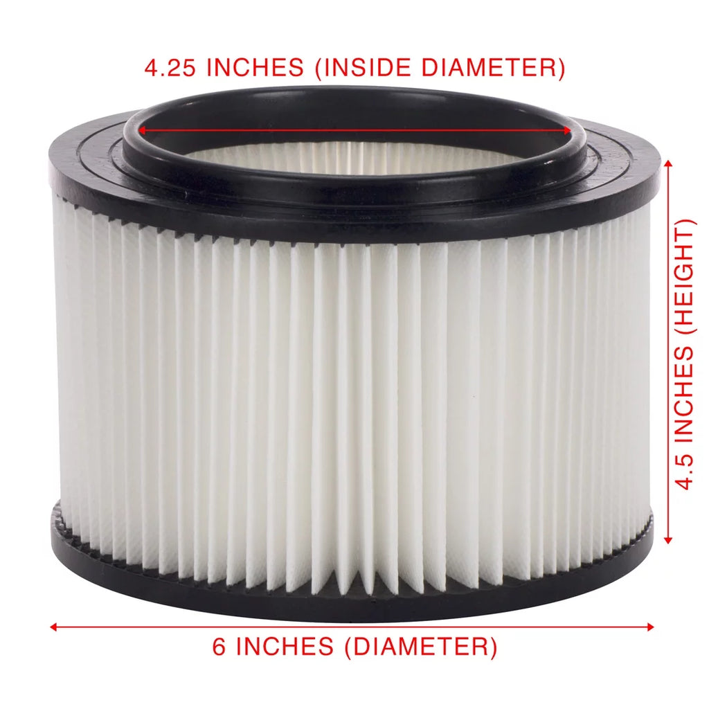 6 Pack Replacement Filters for 3 to 4 Gallon Wet/Dry Vacs F2658