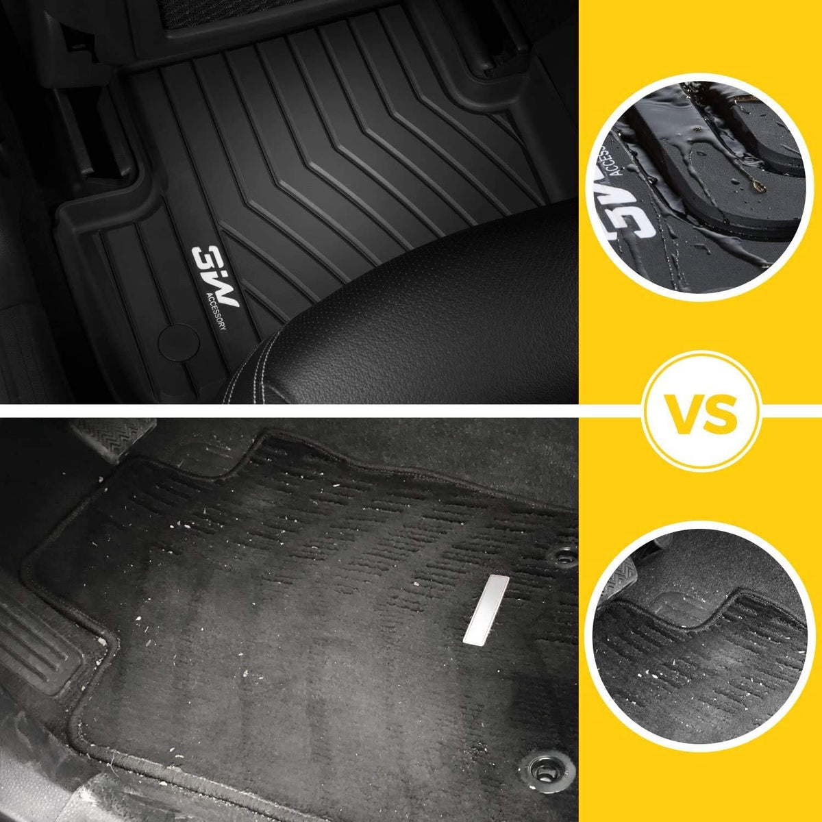 TPE All Weather Custom Fit Floor Mats Black Full Set H7986