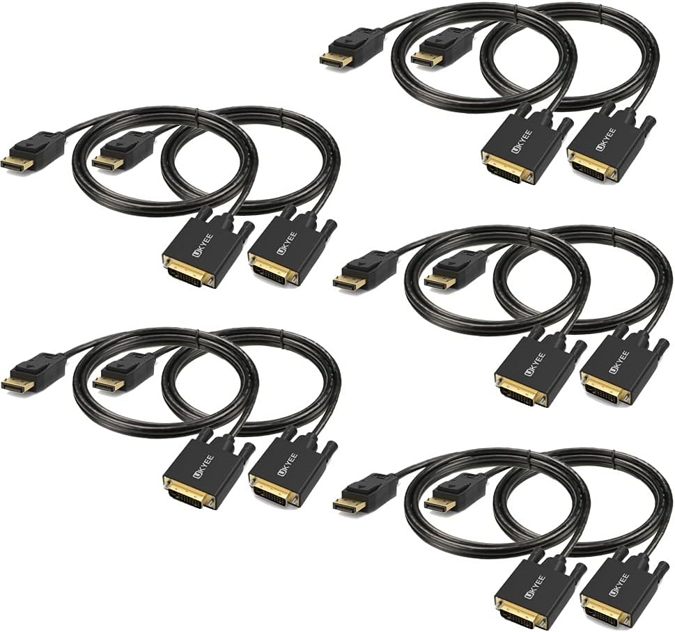 Displayport to DVI Cable 6ft 10-Pack Black Pack of 2 A191
