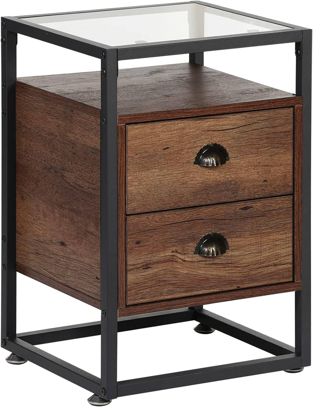 Brown Nightstand with Drawer and Shelf U400