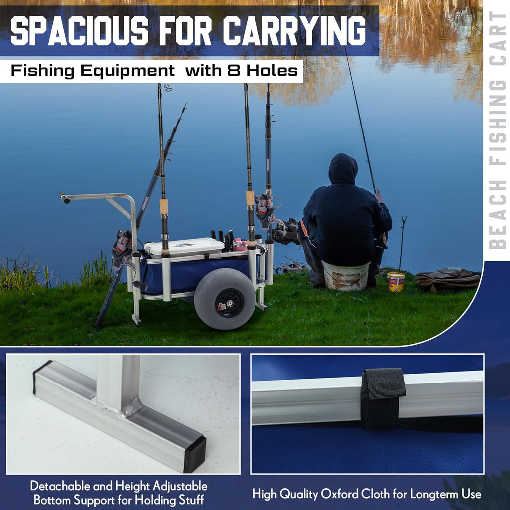 Heavy Duty Aluminum Beach Fishing Cart with Large Wheels I3684