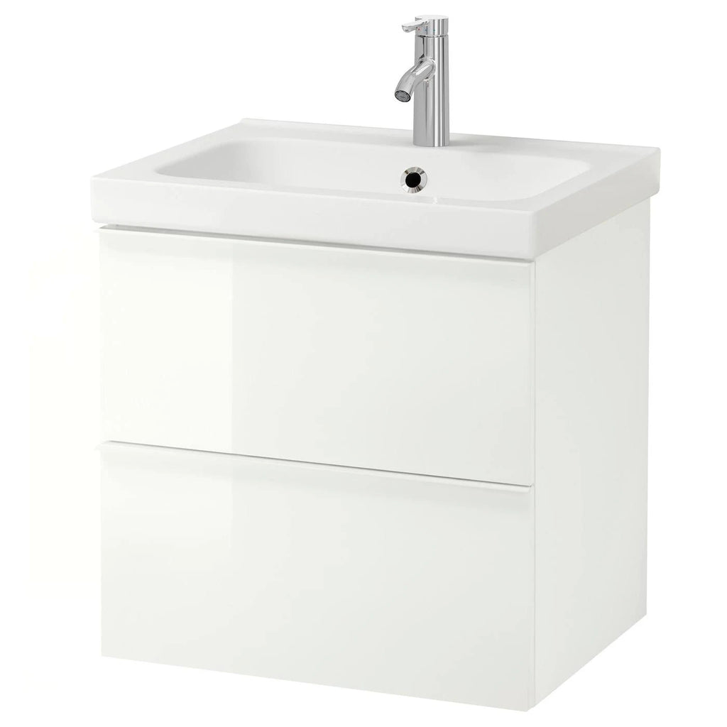 High Gloss White Sink Cabinet with 2 Drawers Z659870