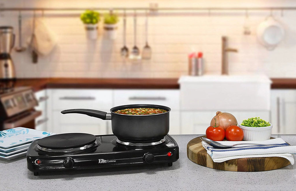 Electric Double Cast Burner Hot Plate Black W239974