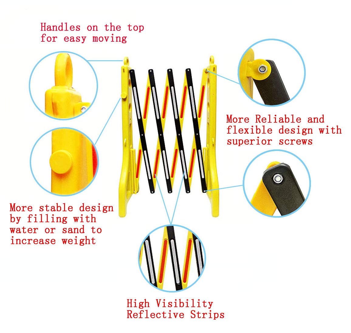 Expandable Mobile Barricade 2 Packs with 13 Feet Yellow Plastic Barrier Chain H968