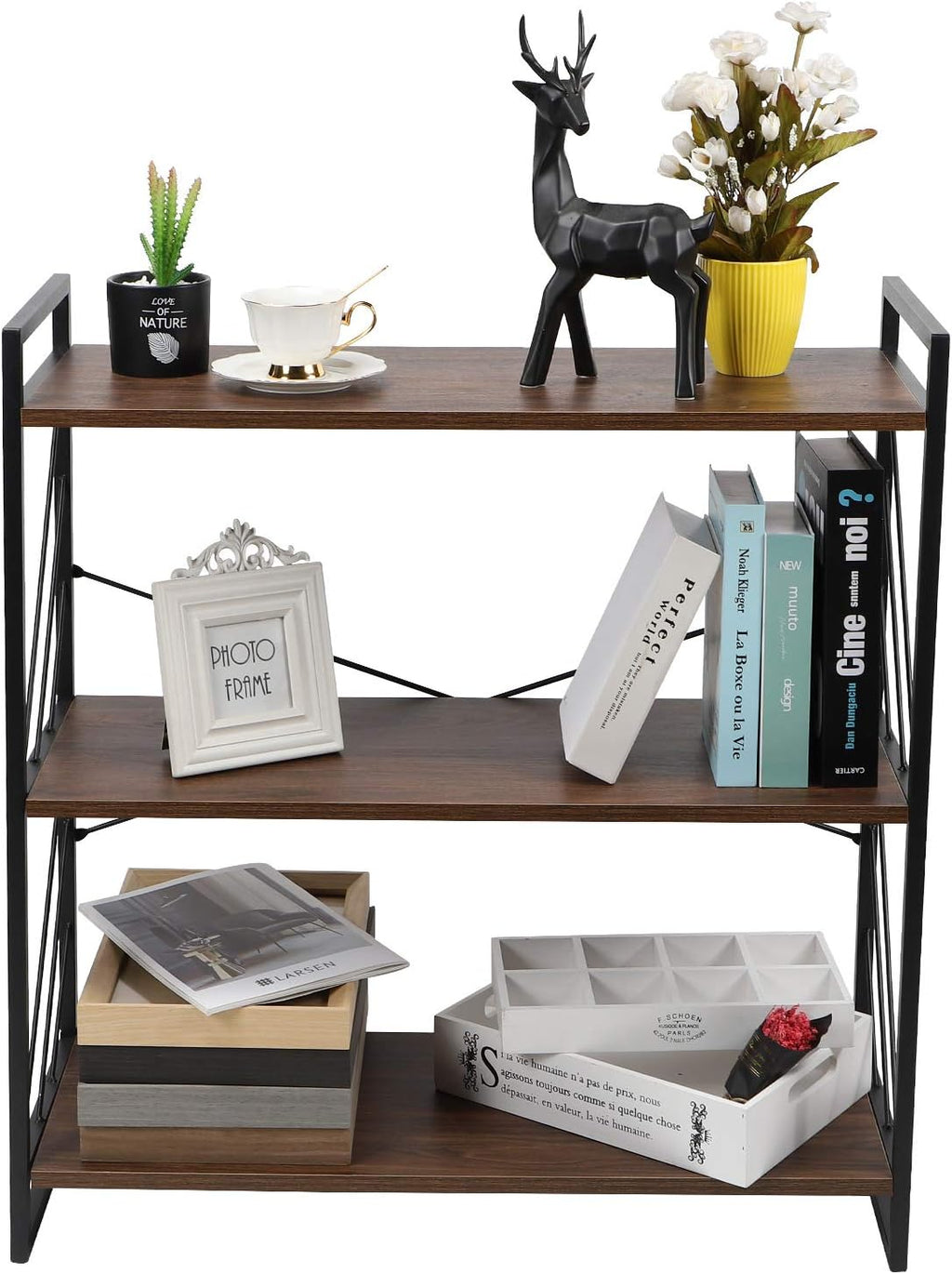 3 Tier Industrial Bookshelf, Walnut I15579